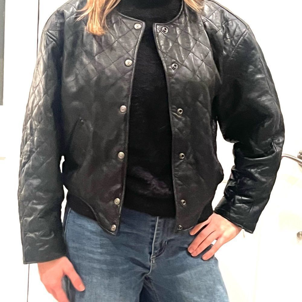 Express vintage bomber leather Jacket sm